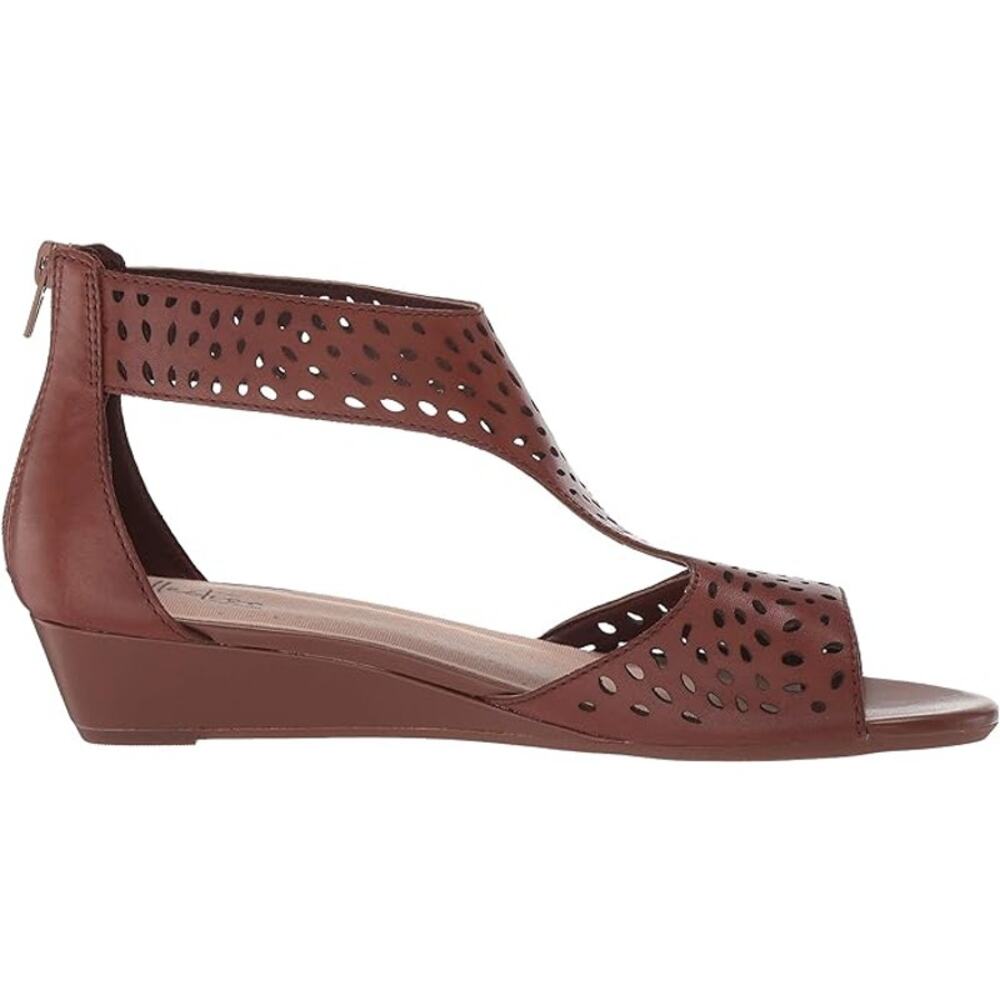 Clarks Women's Shoes Abigail Ruby Perforated Leather Dark Tan Sandal Size 8.5W - Picture 6 of 13